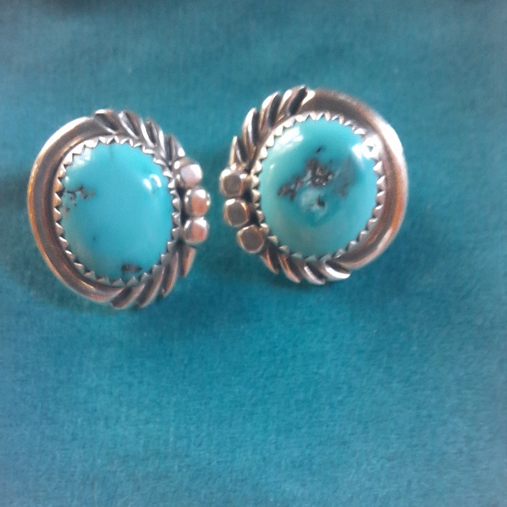 SOLDTurquoise Stone Silver-Accent Women’s Earrings